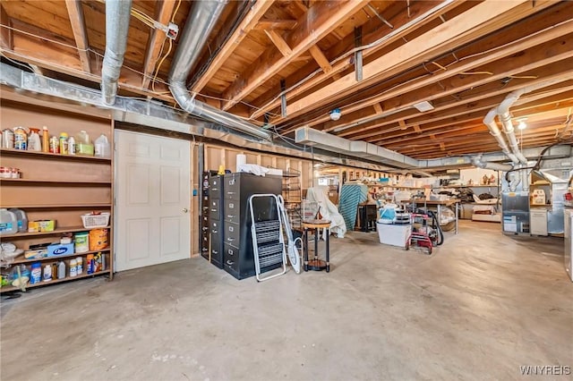 view of unfinished basement