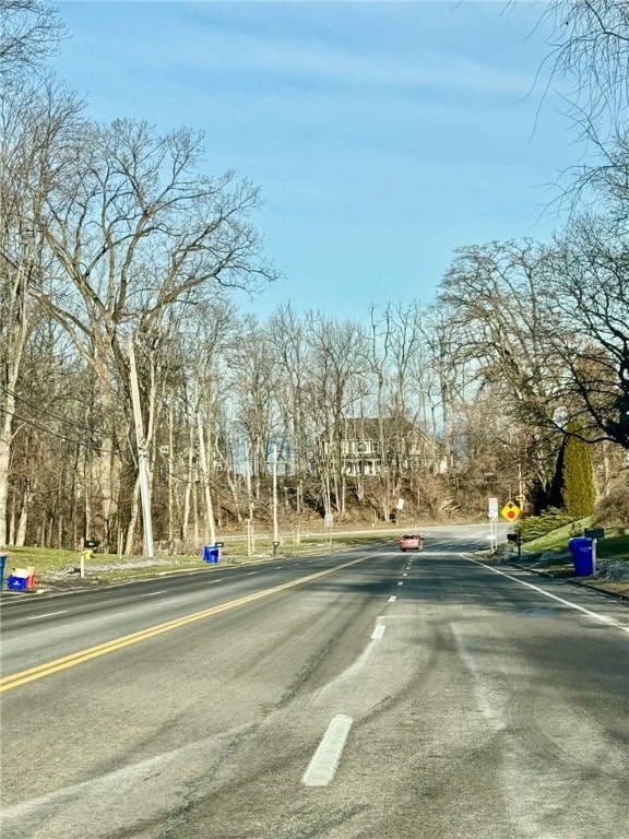 view of road with traffic signs