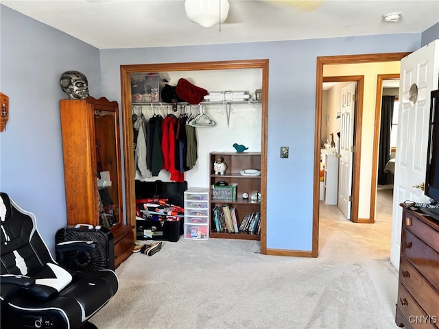 carpeted bedroom featuring a closet