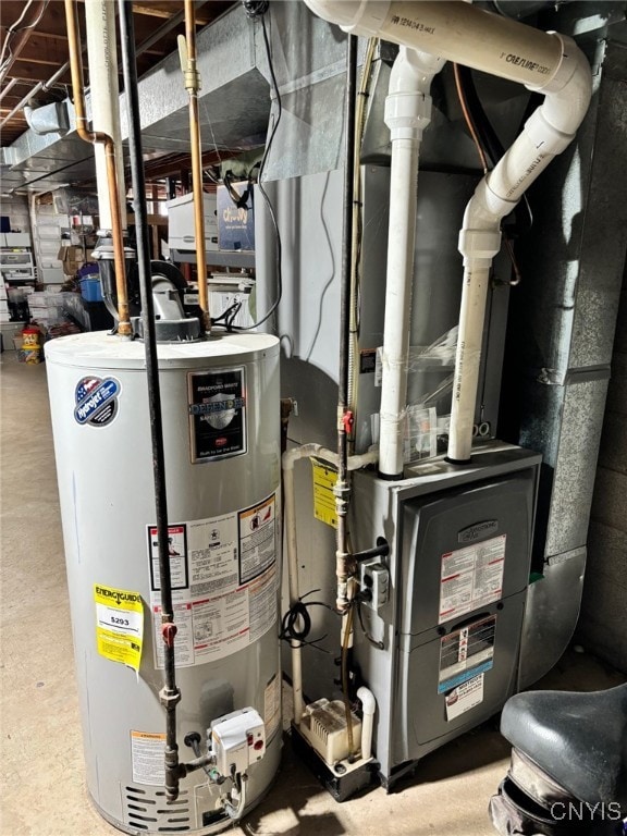 utility room with water heater