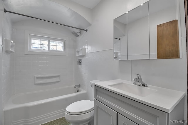 full bathroom with vanity, toilet, and shower / bathing tub combination