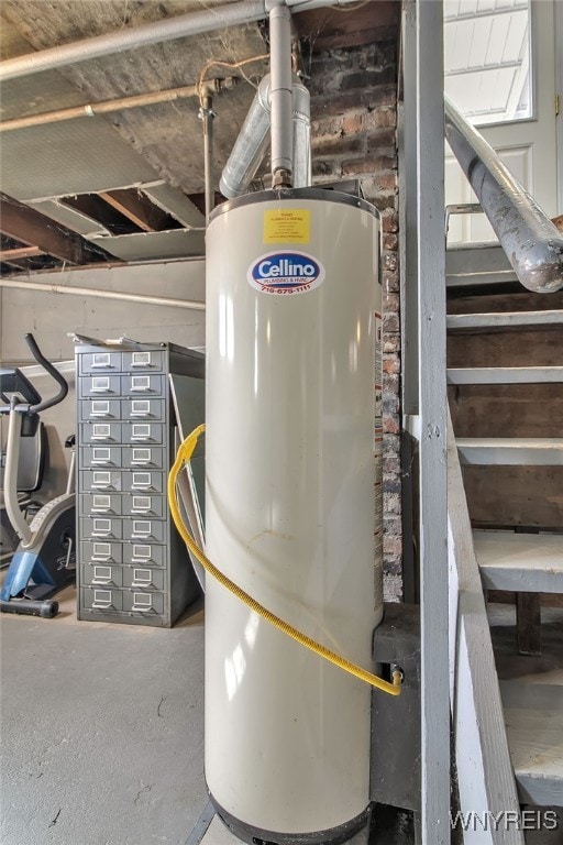 utility room with water heater