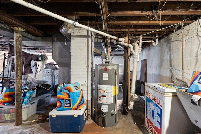 unfinished below grade area with water heater