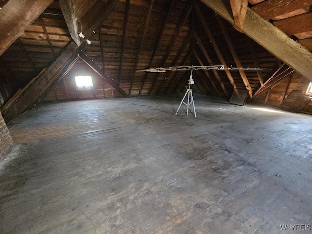 view of unfinished attic