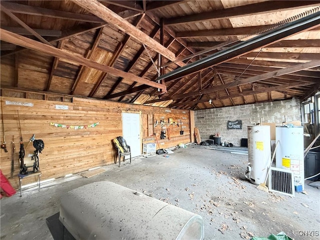 garage with water heater