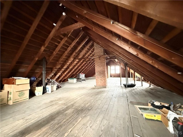 view of unfinished attic