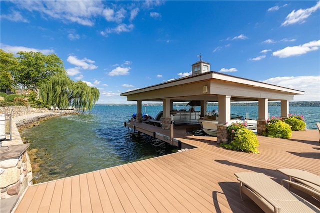 dock area featuring a water view