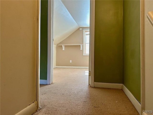 additional living space with lofted ceiling, carpet, and baseboards