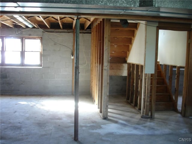 basement with stairs