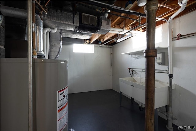 below grade area featuring gas water heater