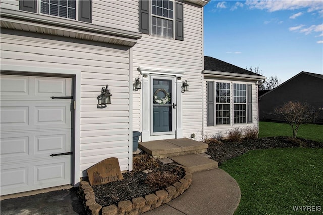 property entrance featuring a garage