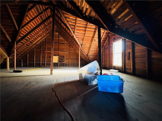 view of unfinished attic