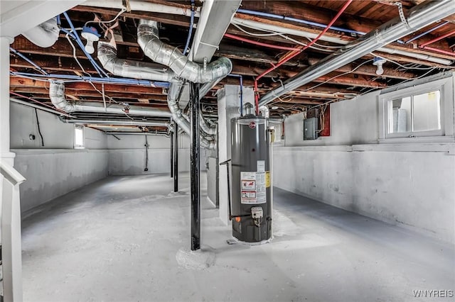 basement with gas water heater