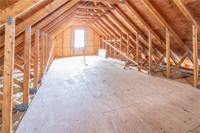 view of unfinished attic