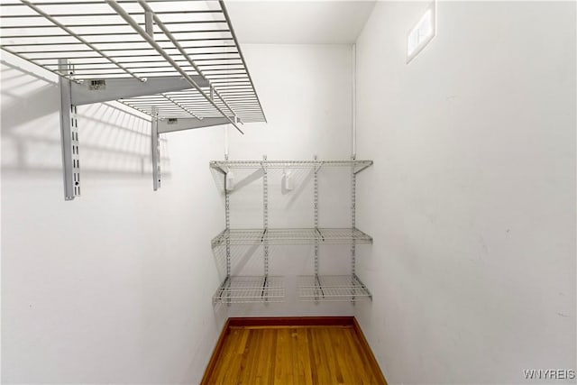 walk in closet featuring wood finished floors