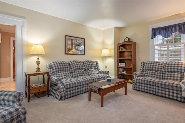 view of carpeted living area