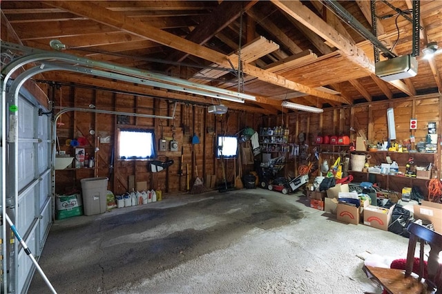 garage with a garage door opener