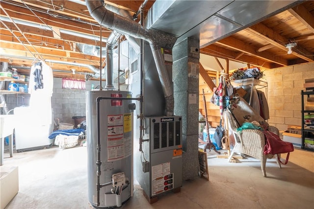 utility room with water heater