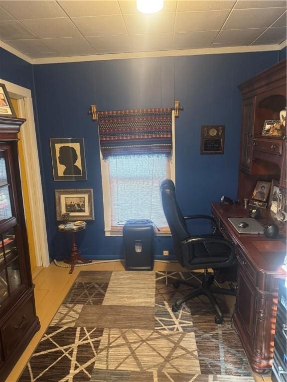 office space featuring ornamental molding