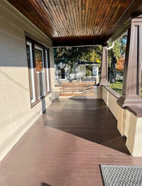 deck featuring a porch