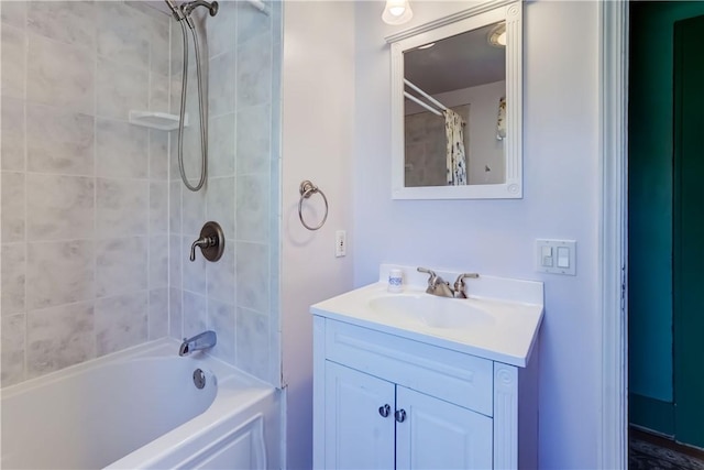 full bathroom with vanity and shower / bath combo