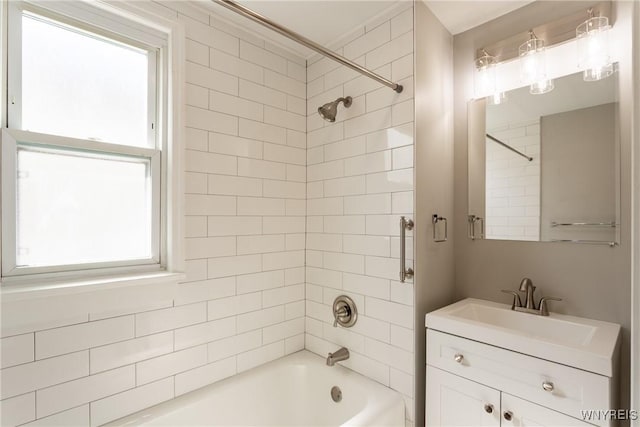 bathroom featuring vanity and tub / shower combination