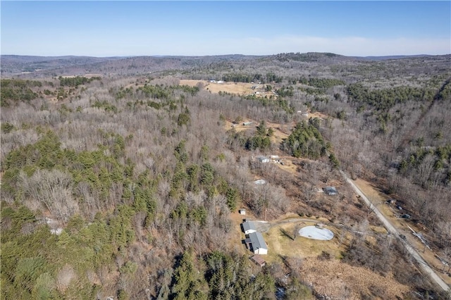 drone / aerial view with a forest view