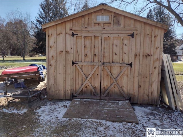 view of shed