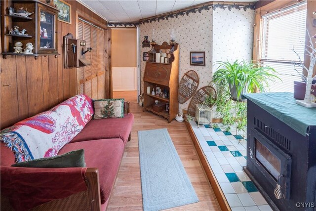 living room featuring light wood-type flooring