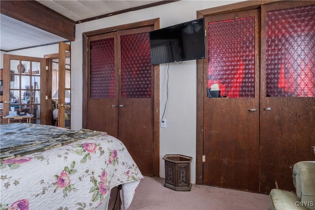 bedroom featuring a closet and carpet