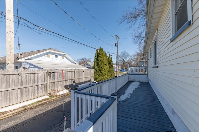 deck featuring fence