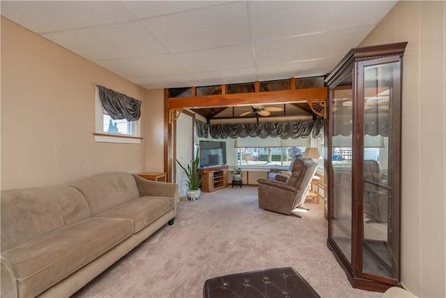 living room with a healthy amount of sunlight and carpet floors