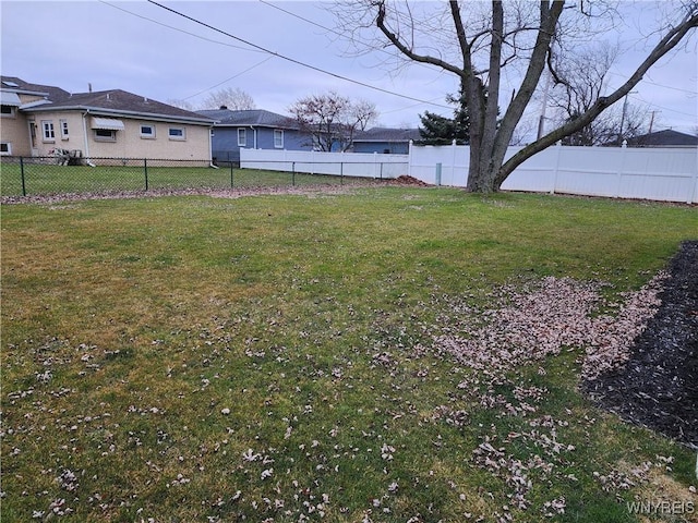 view of yard featuring a fenced backyard