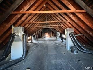 view of unfinished attic