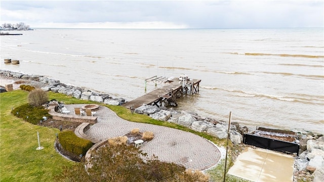 water view with a boat dock