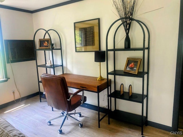 21 Avery Ave, Alexandria, NY 13607 - office featuring wood finished floors, baseboards, and a wall unit AC
