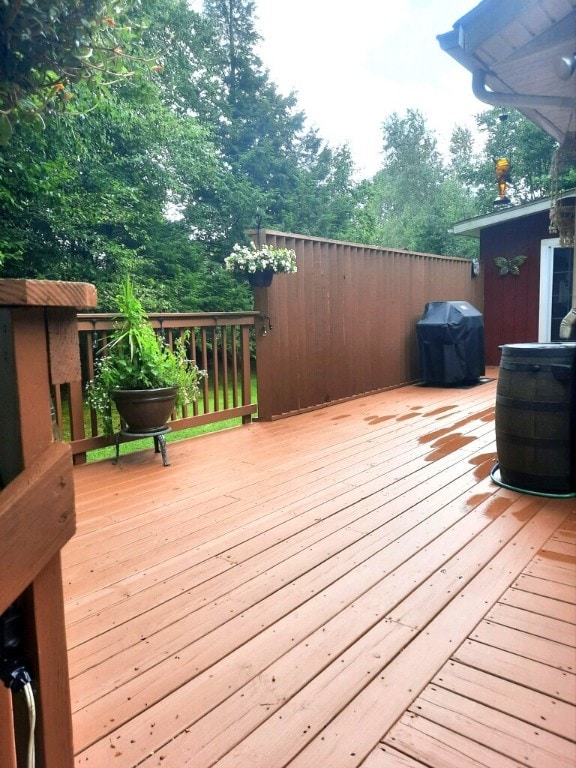 deck featuring grilling area