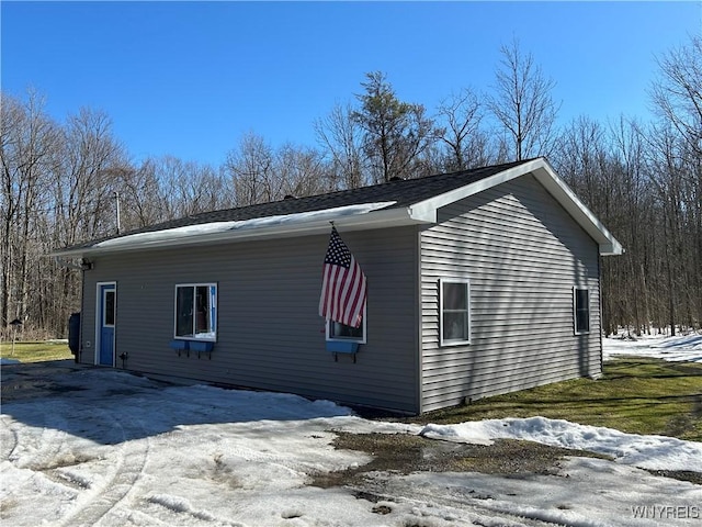 view of snow covered exterior