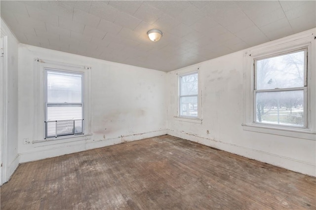 spare room with hardwood / wood-style floors