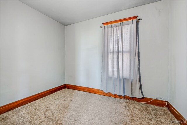 unfurnished room featuring baseboards and carpet floors