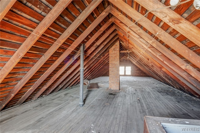 view of unfinished attic