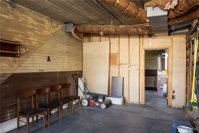 interior space with wood walls