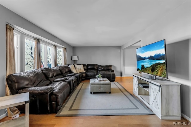 living area with light wood finished floors