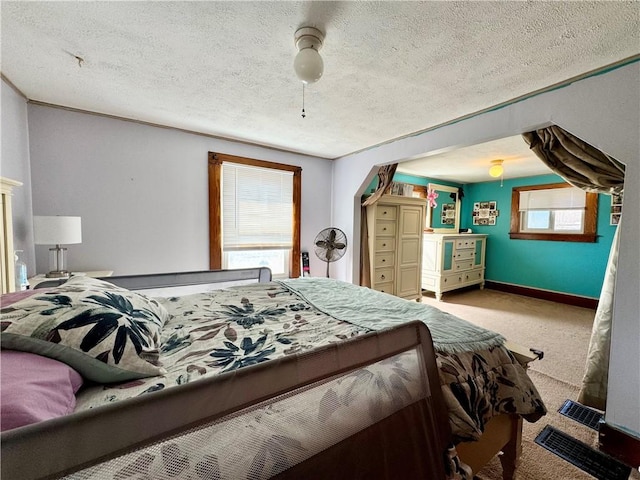 464 Pine St, Erwin, NY 14870 - bedroom with ceiling fan, carpet flooring, baseboards, and a textured ceiling