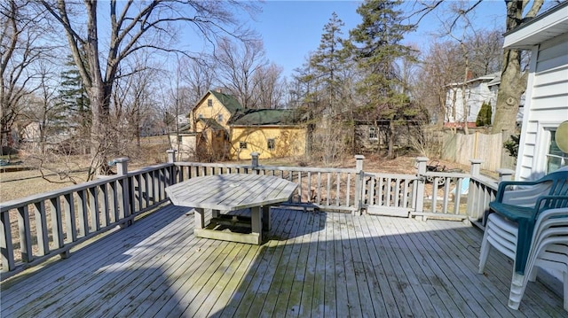 wooden deck featuring fence