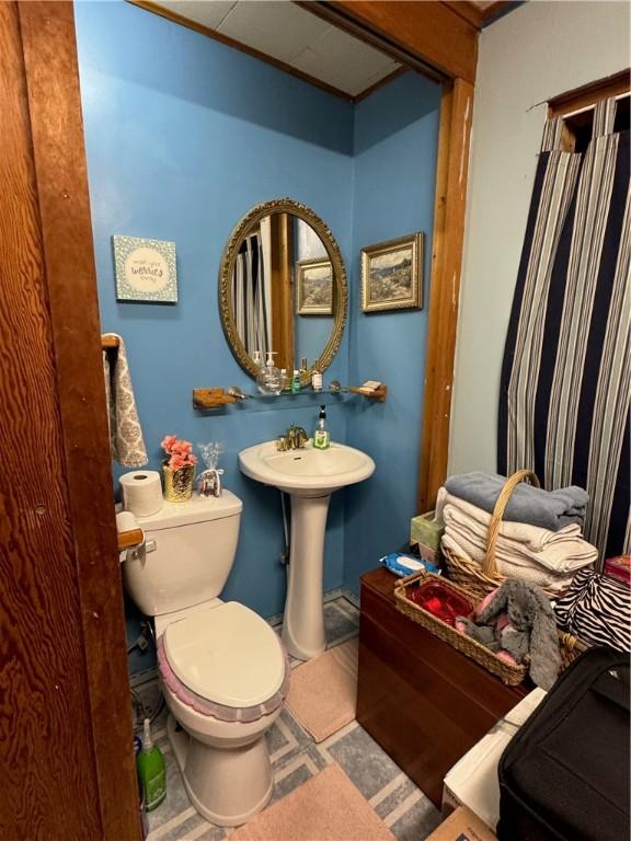 half bath with toilet and a sink