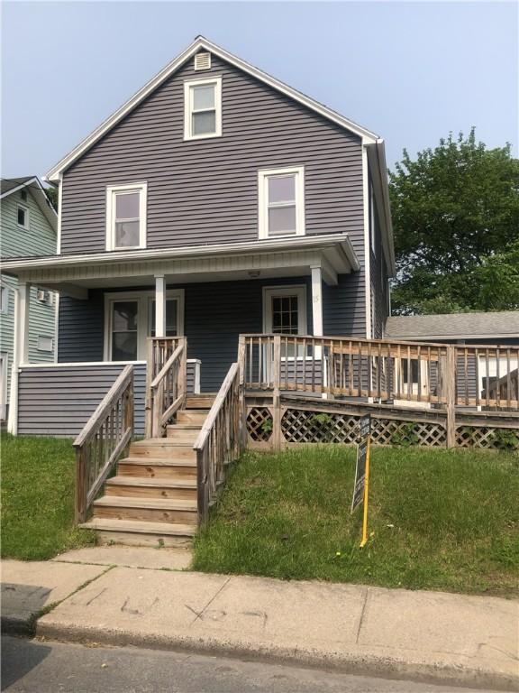 15 8th St, Oneonta-City, NY 13820 - view of front of property featuring a porch and a front lawn
