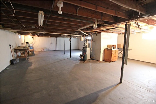 view of unfinished basement