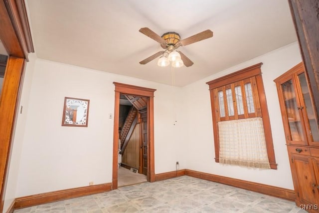 310 E German St, Herkimer, NY 13350 - empty room with baseboards, light floors, and ceiling fan