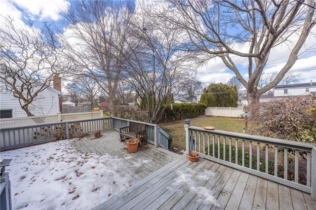 wooden terrace featuring a fenced backyard